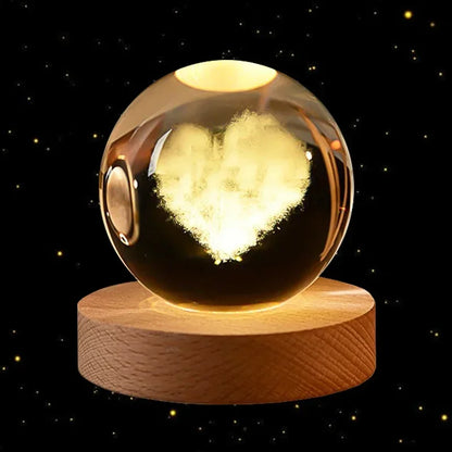 3D Crystal Earth Globe with Wooden Display Base