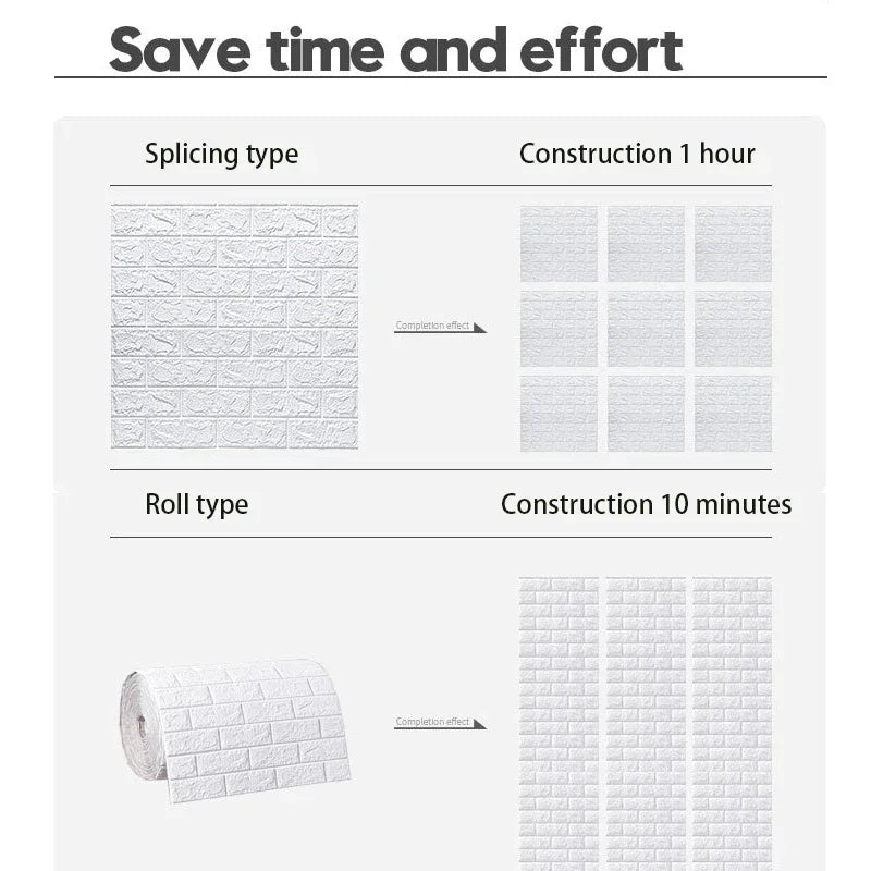 Waterproof 3D Foam Brick Wall Sticker for Home