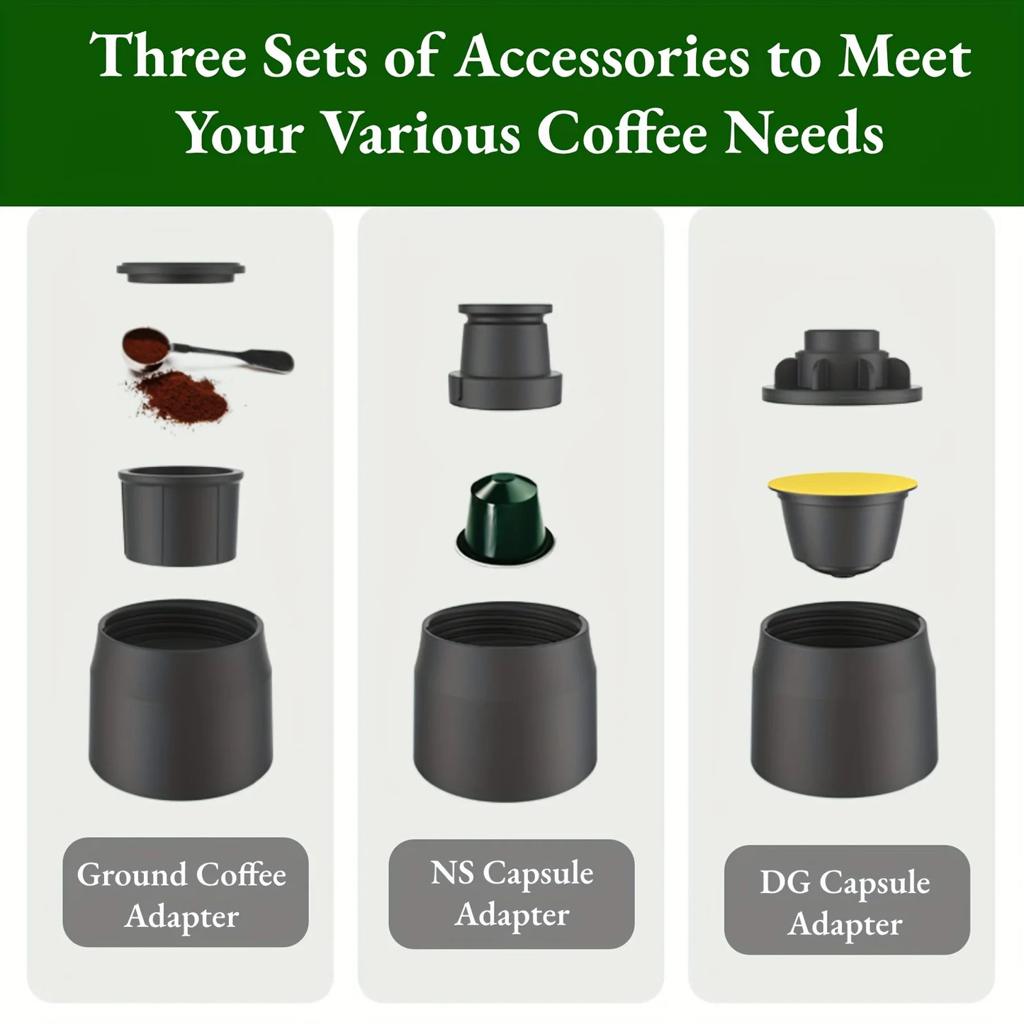 Portable 3-in-1 Coffee Maker for Capsules and Ground Coffee