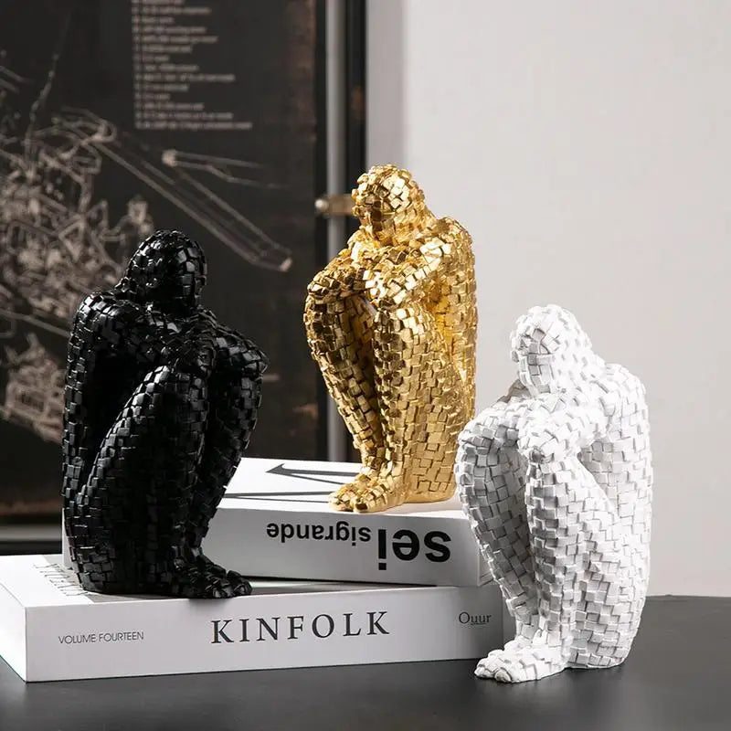 Nordic Abstract Thinker Resin Statue for Home Decor