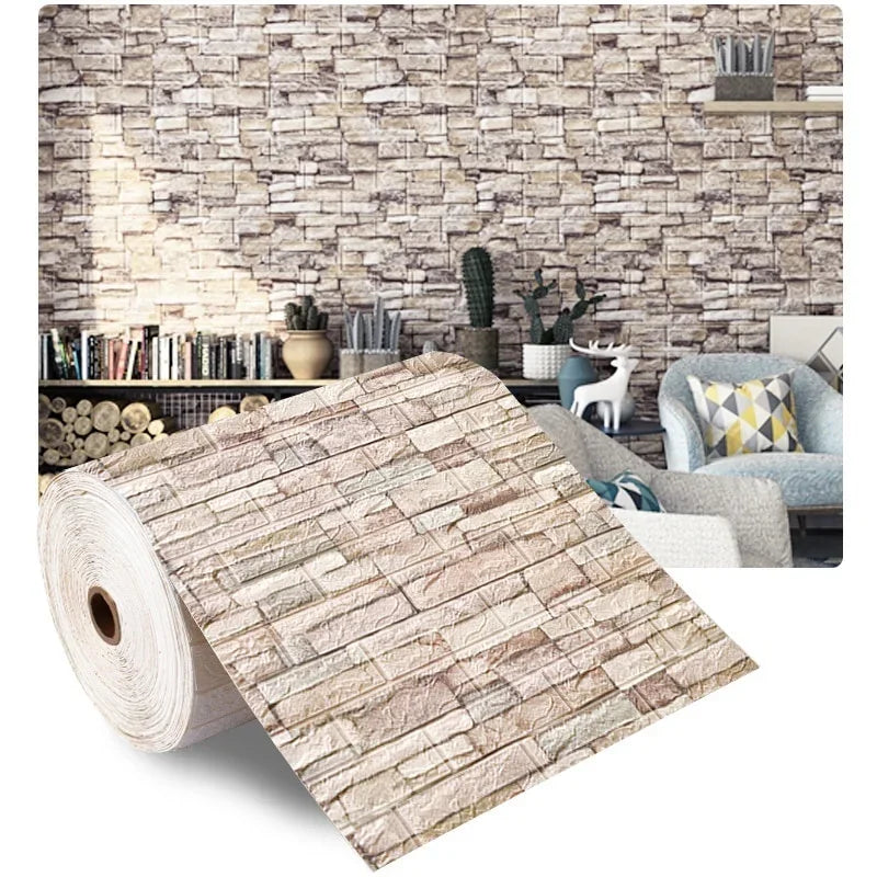 Waterproof 3D Foam Brick Wall Sticker for Home
